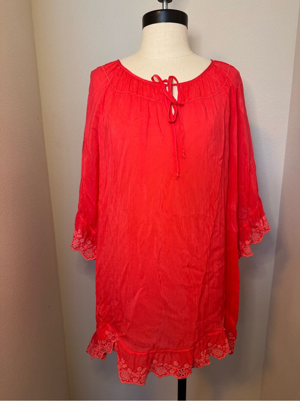 Johnny Was Tunic Top in Coral Red